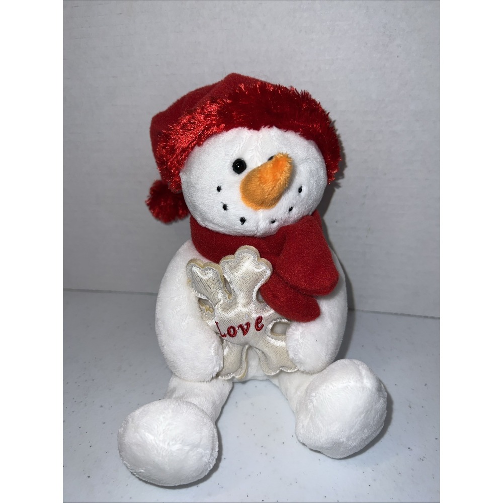 Walmart 11" Snowman Friend Plush Red Hat Scarf Love Snowflake Christmas Winter